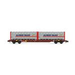4-achsiger Containerwaggon Sgnss, braun, mit 2x 30container Alfred Talke