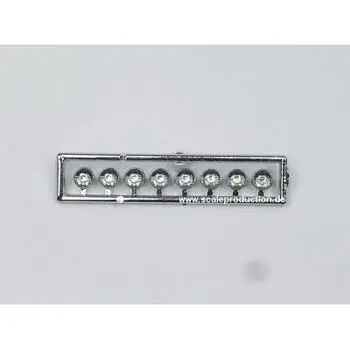 Scheinwerfer verchromt Plastik mit Glas 6mm (8Stk.)