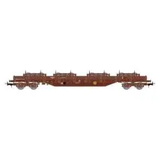 TRANSFESA, 4-achsiger Stake-Wagen Res, beladen mit4 x Y25-Drehgestellen, braun, Ep. V