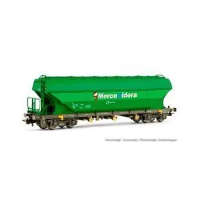 RENFE, 4-achs. Schwenkdachwagen mit flachen Silowänden TT5 für Getreidetransport, Grün, Merconidera