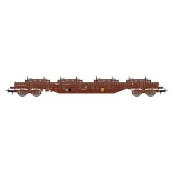 TRANSFESA, 4-achsiger Stake-Wagen Res, beladen mit4 x Y25-Drehgestellen, braun, Ep. V