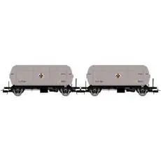 RENFE, 2-tlg. Set 2-achs. Gaskesselwagen PR, Butano S.A., Silber-Schwarz