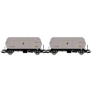 RENFE, 2-tlg. Set 2-achs. Gaskesselwagen PR, Butano S.A., Silber-Schwarz
