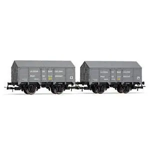 R.N., 2-tlg. Set gedeckte Güterwagen, Grau, La Seda de Barcelona