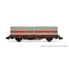 DB, 2-achs. Flachwagen Kls, Braun, beladen mit 2 x20 Container DB