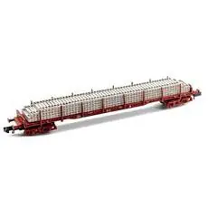 RENFE, 4-achs Flachwagen, mit Betonschwellen