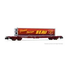 TOUAX, S70 Containerwagen, braun, beladen mit Chantal Philippe BEAU Kühlcontainer, Ep. VI TOUAX, S70 Containerwagen, braun, beladen mit Chantal Philippe BEAU Kühlcontainer, Ep. VI