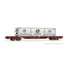 RENFE, MMC3-Containerwagen, braun, beladen mit RENFE-Kühlcontainer (Lackierung 2), Ep. IV RENFE, MMC3-Containerwagen, braun, beladen mit RENFE-Kühlcontainer (Lackierung 2), Ep. IV