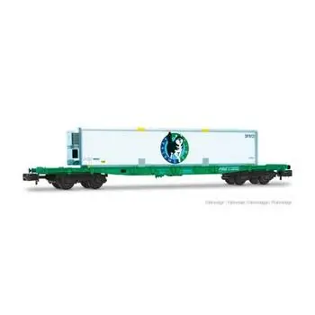 SNCF, S70 Containerwagen, grüne Lackierung, beladen mit Système Fril Kühlcontainer, Ep. V