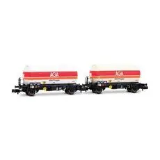SNCF, 2er-Set, 2-achsige Gastankwagen, AGA Progas,weiss, Ep. IV