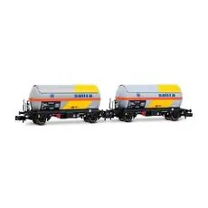 RENFE, 2er-Set, 2-achsige PR-Tankwagen, Saltra, gelb und grau, Ep. IV-V RENFE, 2er-Set, 2-achsige PR-Tankwagen, Saltra, gelb und grau, Ep. IV-V