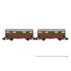 FS, 2-tlg. Set 2-achs. gedeckte Güterwagen Gs