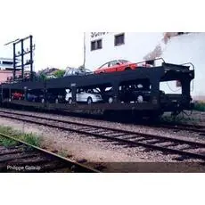 SNCF, 2-tlg. Set, Autotransportwagen DD DEV 66, Grün, weißes Encadr-Logo