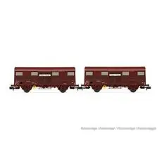 SNCF, 2-tlg. Set 2-achs. gedeckte Güterwagen G4 Permaplex