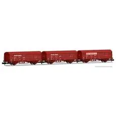 RENFE, 3-tlg. Set gedeckte Güterwagen JPD, Braun, Toro y Betolaza