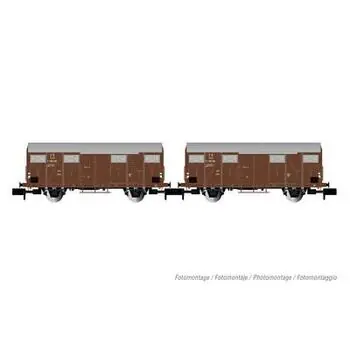 FS, 2-tlg. Set 2-achs. gedeckte Güterwagen Gs