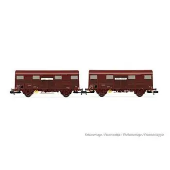 SNCF, 2-tlg. Set 2-achs. gedeckte Güterwagen G4 Permaplex