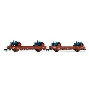 FS, 2-tlg. Set Flachwagen PP, beladen mit 2 Traktoren