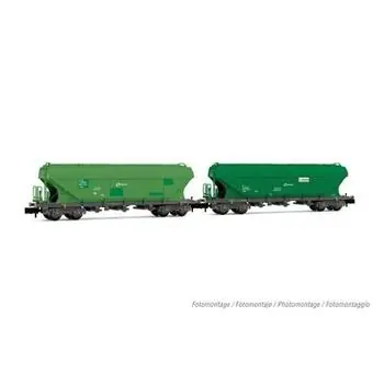 RENFE, 2-tlg. Set 4-achs. Silowagen TT5 mit flachen Silowänden