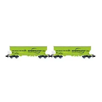 CZ-Interfracht, 2-tlg. Set 4-achs. Schwenkdachwagen mit gewölbten Silowänden