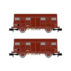 SNCF, 2-tlg. Set 2-achs. gedeckte Güterwagen G4 Permaplex