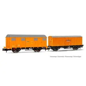 RENFE, 2-tlg. Set 2-achs. Gedeckte Güterwagen J-300.000 und J2, Orange