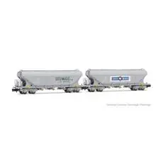 FS, 2er-Set, vierachsiger flacher Hopper-Wagen Sosimage, grau, Ep. IV FS, 2er-Set, vierachsiger flacher Hopper-Wagen Sosimage, grau, Ep. IV