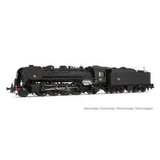 SNCF, Dampflok 141R 568 mit Speichen- und Boxpokrädern, Kohlentender mit genietetem Wasserkasten, in