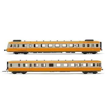 SNCF, Dieseltriebwagen RGP2, Trieb- und Beiwagen in modernisierter Ausführung, orange-betongrau