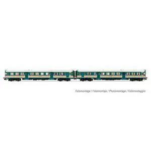 FS, 2-tlg. Dieseltriebwagen ALn 668 Serie 1900, Hellblau/Beige, gewölbte Stirnfenster