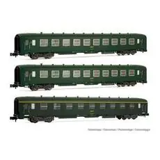 SNCF, 3-tlg. Set DEV AO Reisezugwagen, Grün, encadr-Logo