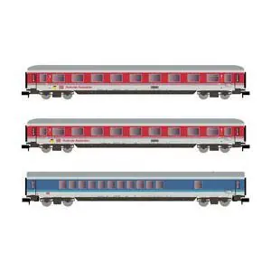 DB AG, 3-tlg. Set Reisezugwagen, Rollende Raststätte, Orientrot/Weiß