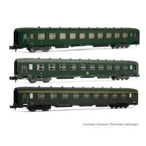 SNCF, 3-tlg. Set DEV AO Reisezugwagen, Grün, bestehend aus 1 A9 und 2 B10