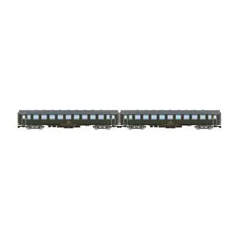 RENFE, 2er-Set 5000er Wagen, 2 x BB4 2. Wagen, mitalten Blasebalgen, grün, Ep. IV