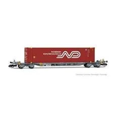 4-Achs-Containerwagen, grau beladen mit 1 x 45 FußContainer Norbert Dentressangle, Ep. VI