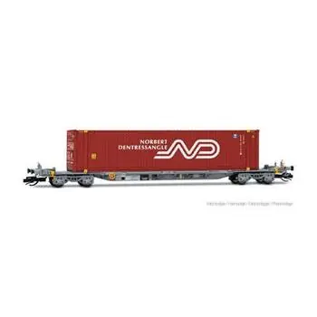 4-Achs-Containerwagen, grau beladen mit 1 x 45 FußContainer Norbert Dentressangle, Ep. VI