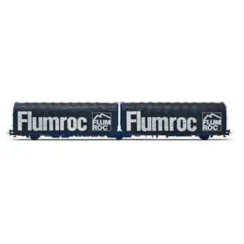 SNCF, 3-achsiger Planen-Gelenkwagen Typ Lailps 2387 421 6 015-9, FLUMROC, blau mit Logo, Ep. IV-V