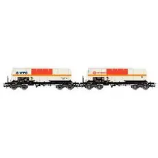 2-tlg. Set Kesselwagen für den Transport von Chlor, VTG + Ermewa, Beige-Orange-Rot