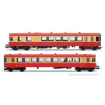 SNCF, 2er-Set, Dieseltriebwagen X 4300, rot/cremefarben, großes SNCF-Logo, Ep. IV