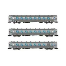 SNCF, 3-tlg. Set DEV Inox Reisezugwagen (kurz), bestehend aus 2 x B8 und 1x A6D