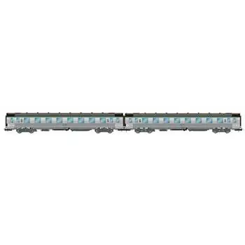 SNCF, 2-tlg. Set DEV Inox Reisezugwagen (kurz) B8mit Corail-Klassennummern