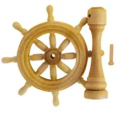 Steuerrad mit Sockel, Buchsbaum, 28 mm