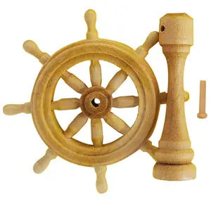 Steuerrad mit Sockel, Buchsbaum, 19 mm