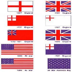 Fahnen, USA und britisch, 3/4 x 1,125