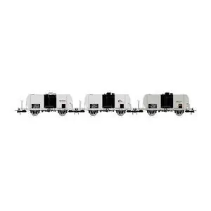 FS, 3-tlg. Set 2-achs. Kesselwagen VZekk, 27 m3 Kessel, Silber mit schwarzen Streifen