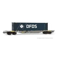 4-Achs-Containerwagen Sgnss, grau, beladen mit 45-Fuß-Container-DFDS, ep. VI 4-Achs-Containerwagen Sgnss, grau, beladen mit 45-Fuß-Container-DFDS, ep. VI