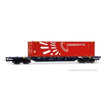 Mercitalia Intermodal, vierachsiger ContainerwagenSgnss, blau, mit 45 Fuß Länge. Codognotto, E