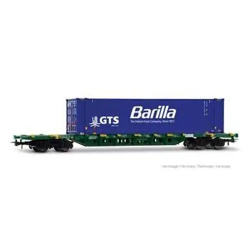 Mercitalia Intermodal, vierachsiger ContainerwagenSgnss, grün, mit 45\' Konstruktion GTS Barill
