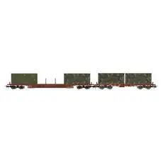 FS, zweiteilige Flachwagen Rgs + Rgmms, braun, mitmilitärischen Containern, Ep. IV-V FS, zweiteilige Flachwagen Rgs + Rgmms, braun, mitmilitärischen Containern, Ep. IV-V