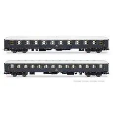 FS, 2er-Set, Rapido 904-905, UIC-X \'68 1. + 2. Klasse, MD50-Drehgestelle, grau mit rotem Streif